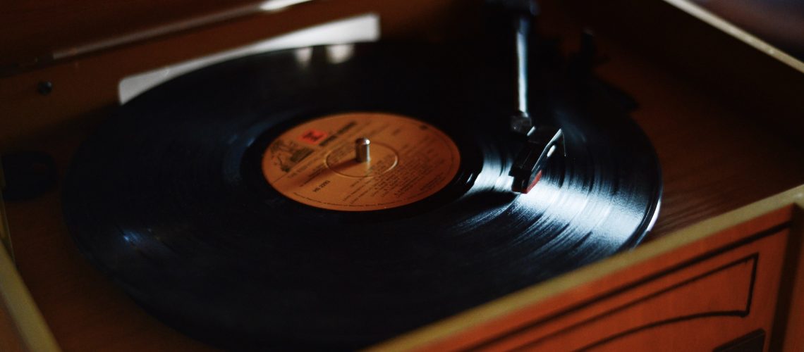 Close up of record player