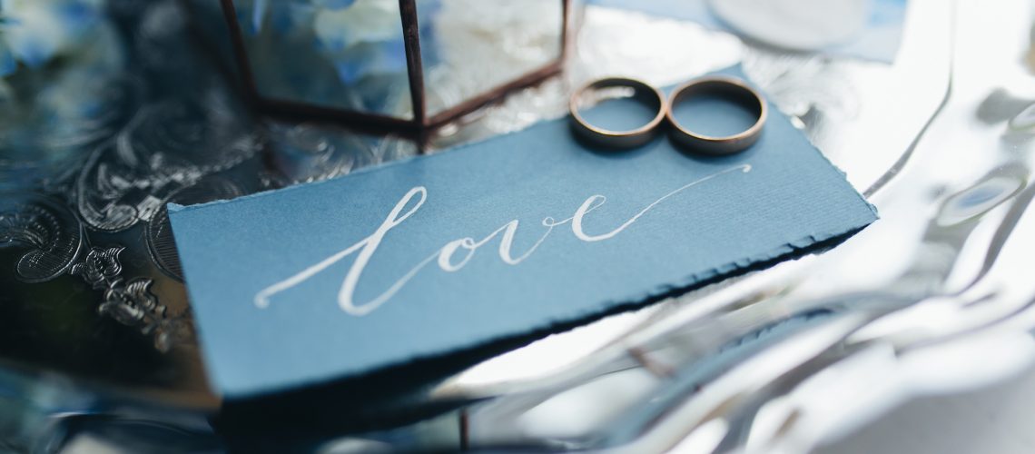 Wedding rings sitting on a