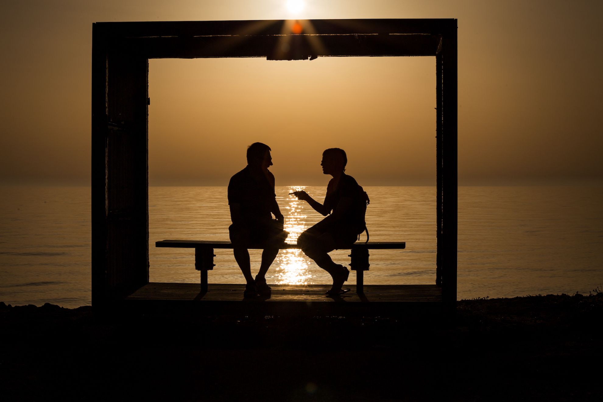 Conversation at sunset